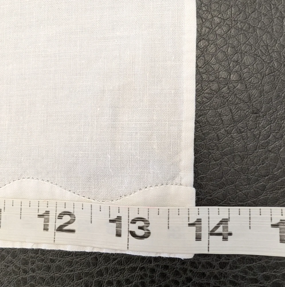 2 White Tea Towels Napkin Hand Embroidered Applique Floral Botanical Linen Blend